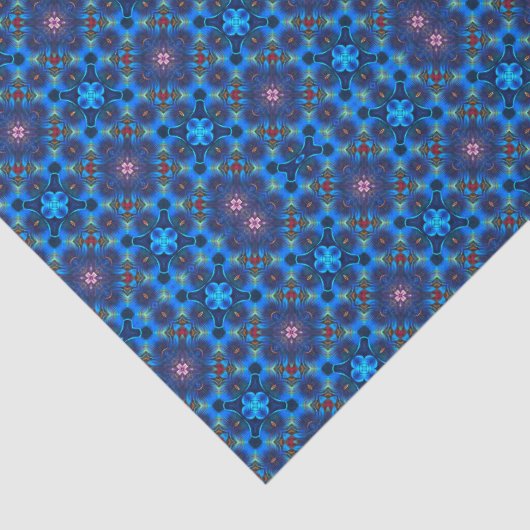 Barok Bloeiend Blauw Ontwerp Tissuepapier (Detail)