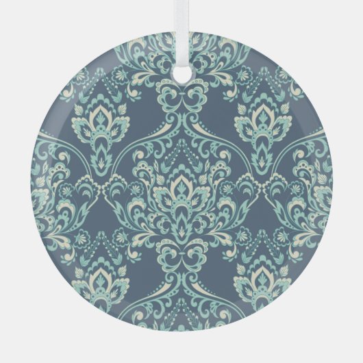 Barok Bloemen behang Glas Ornament (Voorkant)