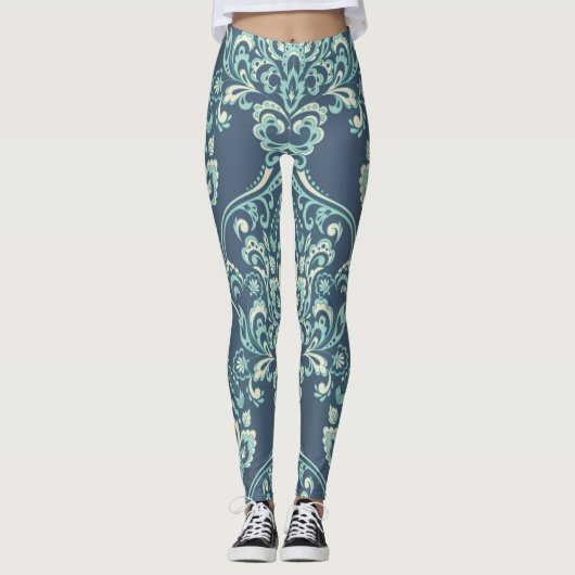 Barok Bloemen  behang Leggings (Voorkant)
