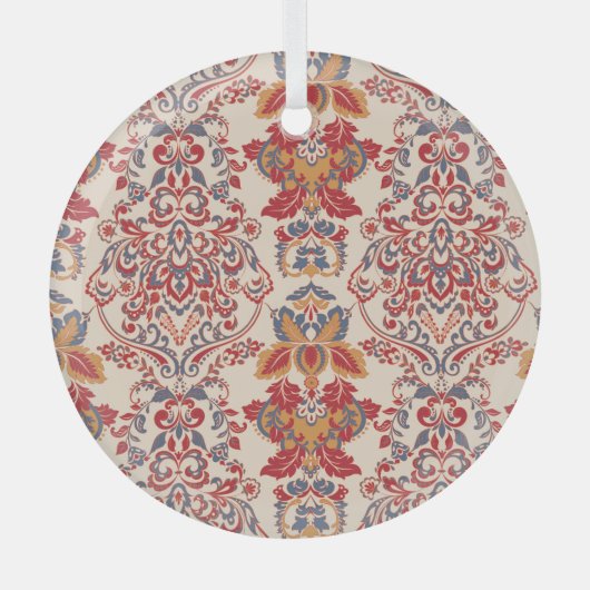 Barok Bloemen behangontwerp Glas Ornament (Voorkant)