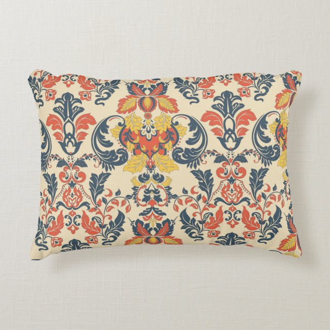 Barok Bloemen:  klassiek behang. Accent Kussen (Voorkant)