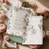 Barok Bloemen Lijst Monogram Huwelijk Kaart