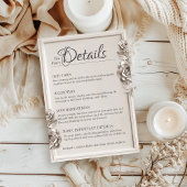 Barok Bloemen Monogram Bruiloftsdetails Informatiekaartje