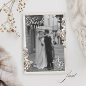  Barok Bloemen Monogram Foto Huwelijk Bedankkaart