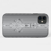 Barok bloempatroon met rand grijs Case-Mate iPhone case (Achterkant (horizontaal))
