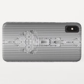 Barok bloempatroon met rand grijs Case-Mate iPhone case (Achterkant (horizontaal))