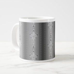 Barok bloempatroon met rand grijs grote koffiekop