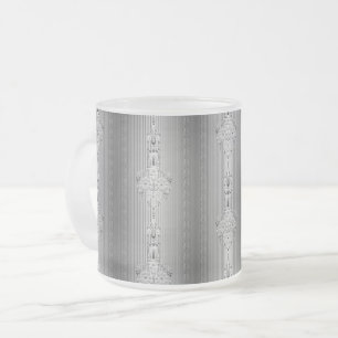 Barok bloempatroon met rand grijze koffiemok matglas koffiemok