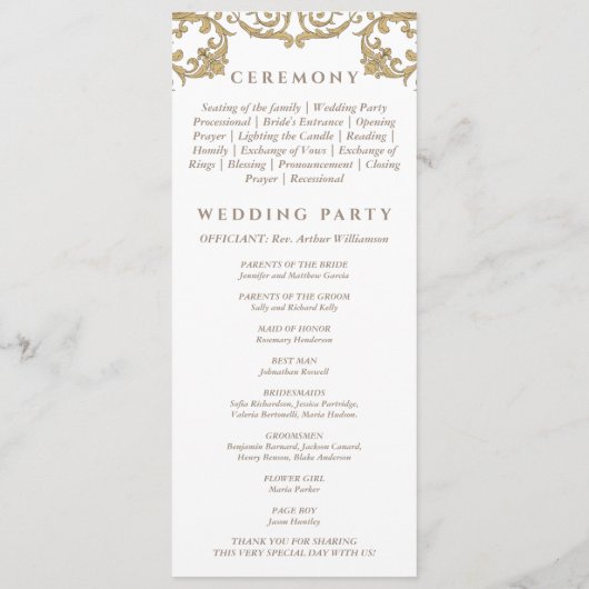   barok Christelijke bruiloft programma Programmakaart (Achterkant)