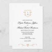 Barok Crest | Monogram bruiloft Kaart (Voorkant / Achterkant)