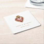 Barok Crest | Monogram bruiloft welkom Kartonnen Onderzetters (Schuin)