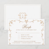 Barok Crest | Monogram RSVP | Maaltijdopties Kaartje (Voorkant / Achterkant)