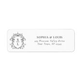 Barok Crest Monogram Wedding Retour Adres Etiket (Voorkant)