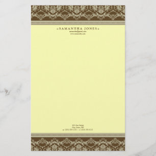 Barok Damask Designer Stationery: citroen Briefpapier