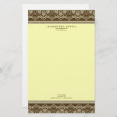 Barok Damask Designer Stationery: citroen Briefpapier (Voorkant / Achterkant)