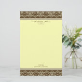 Barok Damask Designer Stationery: citroen Briefpapier (Staand voorkant)