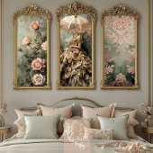 Barok Damask Dusty roze & Groene Tegel Tissuepapier