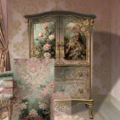 Barok Damask Dusty roze & Groene Tegel Tissuepapier