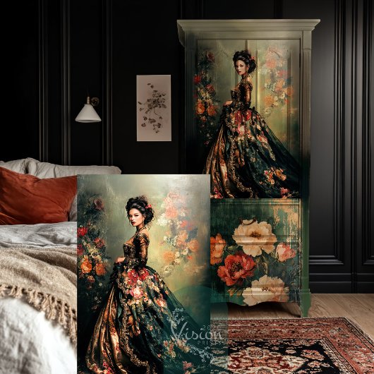 Barok Dark Moody Rococo Portret Kunst Tissuepapier