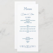 Barok Dusty Blue bruiloft Menu (Voorkant / Achterkant)