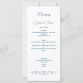 Barok  Dusty Blue bruiloft Menu (Voorkant)