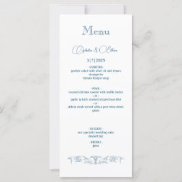 Barok Dusty Blue bruiloft Menu