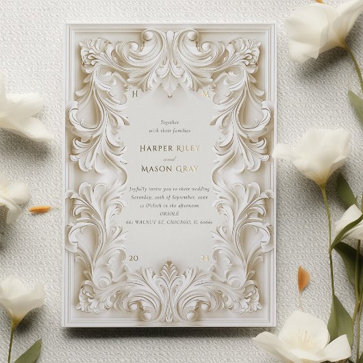 Barok Elegance Bruiloft Lijst Uitnodiging