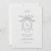 Barok Elegant Crest Ornament Minimalistische bruil Kaart (Voorkant)