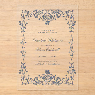 Barok Elegant Lijst Bruiloft Acryl Uitnodiging