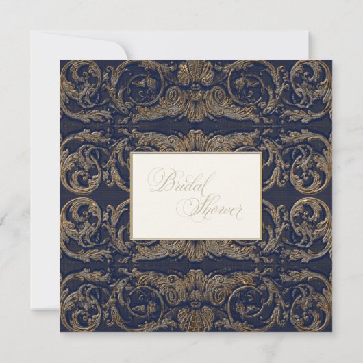  Barok Elegant Navy Blue Vrijgezellenfeest Kaart (Achterkant)