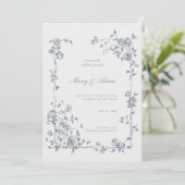  Barok Elegante Bloemen Huwelijksuitnodiging Kaart (Staand voorkant)