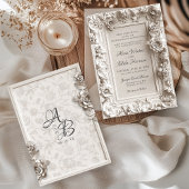 Barok Elegante Bloemen Oud Geld Trouwen Kaart