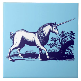  Barok Era Blauw & Wit Eenhoorn Tegeltje