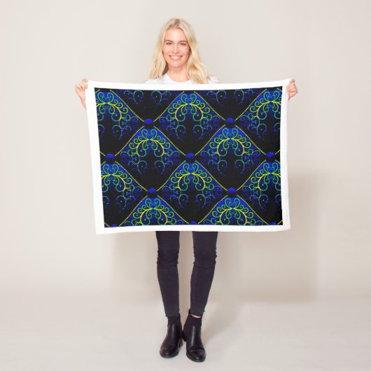 Barok Filigraan Blauwe Kunstdeken Fleece Deken (In situ)