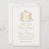  Barok Floral Crest Victoriaans bruiloft Kaart (Voorkant)