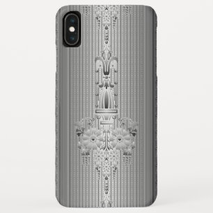 Barok floreel patroon met rand grijs Case-Mate iPhone case