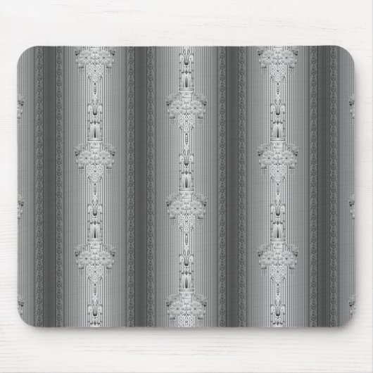 Barok floreel patroon met rand grijs muismat (Voorkant)