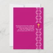 Barok Fuchsia Strip Eerste Heilige Communie Kaart (Achterkant)