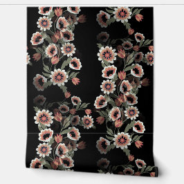 Barok-geïnspireerde botanische zachte roze en groe behang