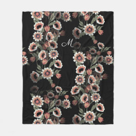 Barok-geïnspireerde botanische zachte roze en groe fleece deken