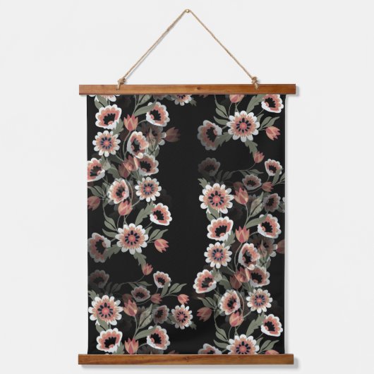 Barok-geïnspireerde botanische zachte roze en groe hangend wandkleed (Voorkant)