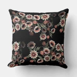 Barok-geïnspireerde botanische zachte roze en groe kussen