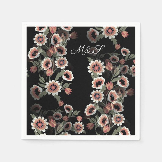 Barok-geïnspireerde botanische zachte roze en groe servet (Voorkant)