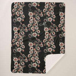 Barok-geïnspireerde botanische zachte roze en groe sherpa deken