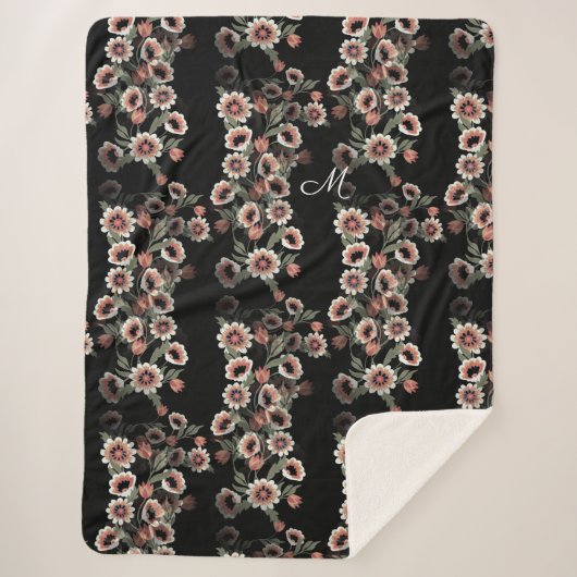 Barok-geïnspireerde botanische zachte roze en groe sherpa deken (Voorkant)
