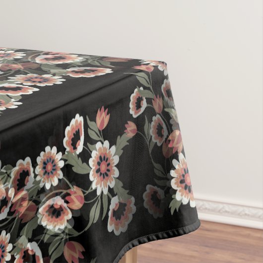 Barok-geïnspireerde botanische zachte roze en groe tafelkleed (Voorbeeld)