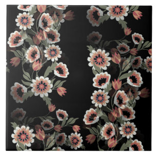 Barok-geïnspireerde botanische zachte roze en groe tegeltje