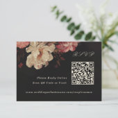 Barok geschilderd bloemen online QR-code RSVP Kaartje (Staand voorkant)