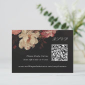 Barok geschilderd bloemen online QR-code RSVP Kaartje (Staand voorkant)