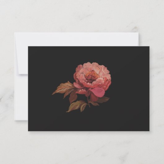 Barok geschilderd bloemen online QR-code RSVP Kaartje (Achterkant)